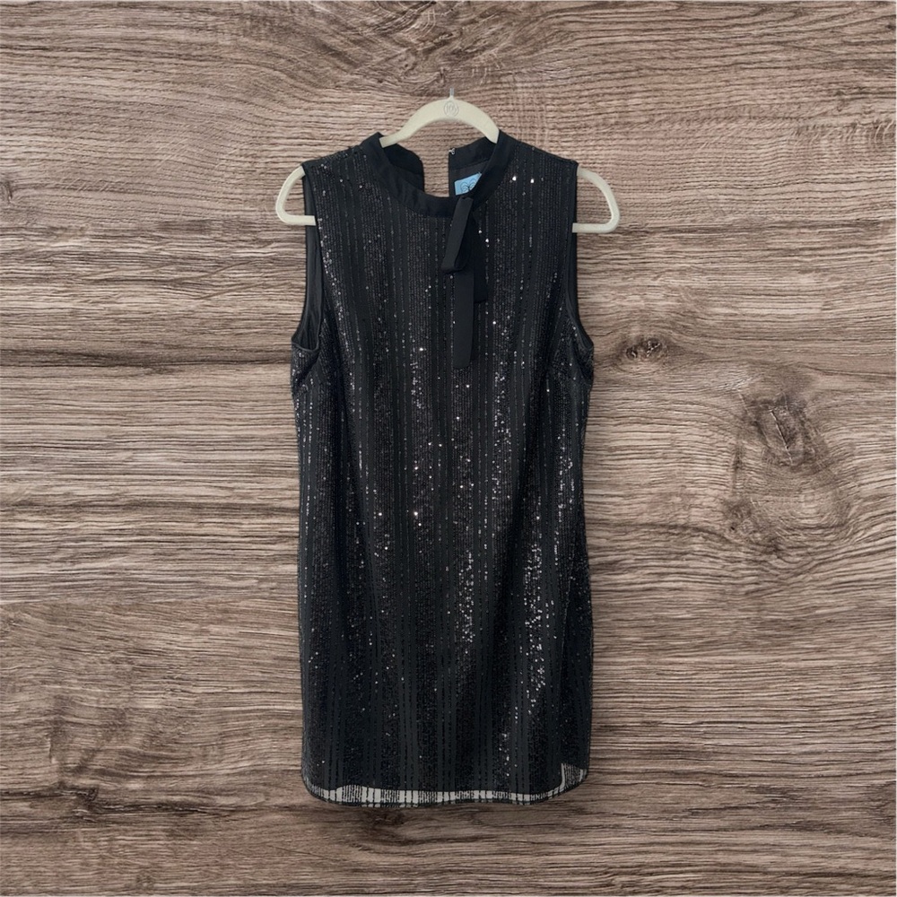 CeCe Sparkling Black Sleeveless Mini Dress